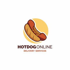Obraz premium Hot dog and call icon for food delivery service hot dogs restaurant logo design vector inspiration