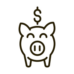 piggy bank money financial business stock market line style icon