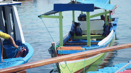 Fototapeta na wymiar Boat at sari ringgung Beach