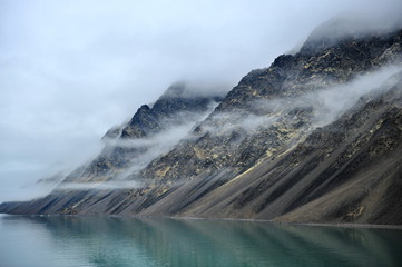 Mountain landscape of the Svalbard archipelago.