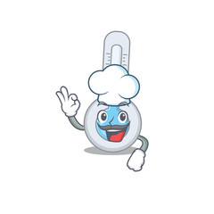 Cold thermometer chef cartoon design style wearing white hat