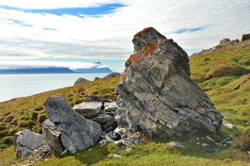 Mountain landscape of the Svalbard archipelago.