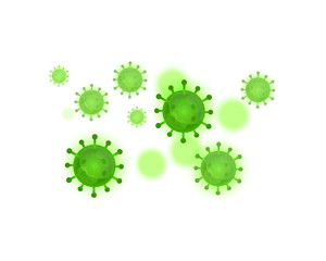 Graphic illustration of Corona virus, covid-19 background, Green virus, white background, vector. Pandemic, pattern
