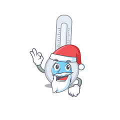 Cold thermometer Santa cartoon character with cute ok finger