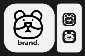 SET OF BEAR HEAD LOGO DESIGN TEMPLATE.MODERN MINIMALIST, FLAT, CUTE, HIPSTER STYLE. 