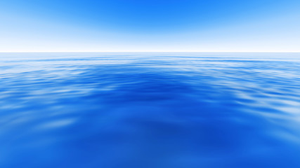 Obraz premium Sea Ocean Water Wave surface sky 3D illustration background.