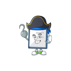 Cool pirate of medical note cartoon design style with one hook hand
