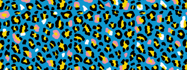 Leopard pattern design vector. Stylised Leopard and tropical leaf background for Fabric, Print, Fashion, Wallpaper. Vector illustration. 