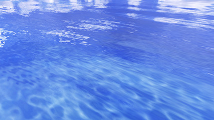 Sea Ocean Water Wave surface sky 3D illustration background.