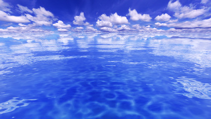 Fototapeta na wymiar Sea Ocean Water Wave surface sky 3D illustration background.