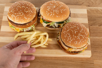 Tasty burger and fries