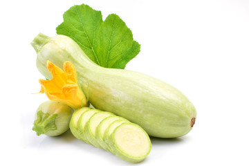 Fresh zucchini on a white background