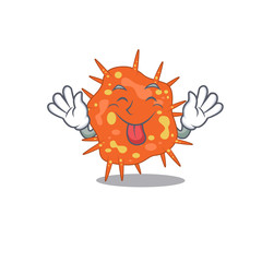 An amusing face burkholderia mallei cartoon design with tongue out