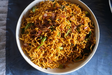 fried noodles, home cooking in Indonesia