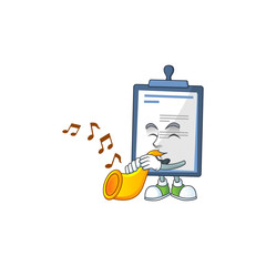 A brilliant musician of medical note cartoon character playing a trumpet
