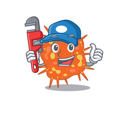 Burkholderia mallei Smart Plumber cartoon character design with tool