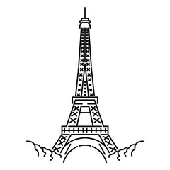 Fototapeta na wymiar Eiffel Tower Line Art Vector. Isolated on White background