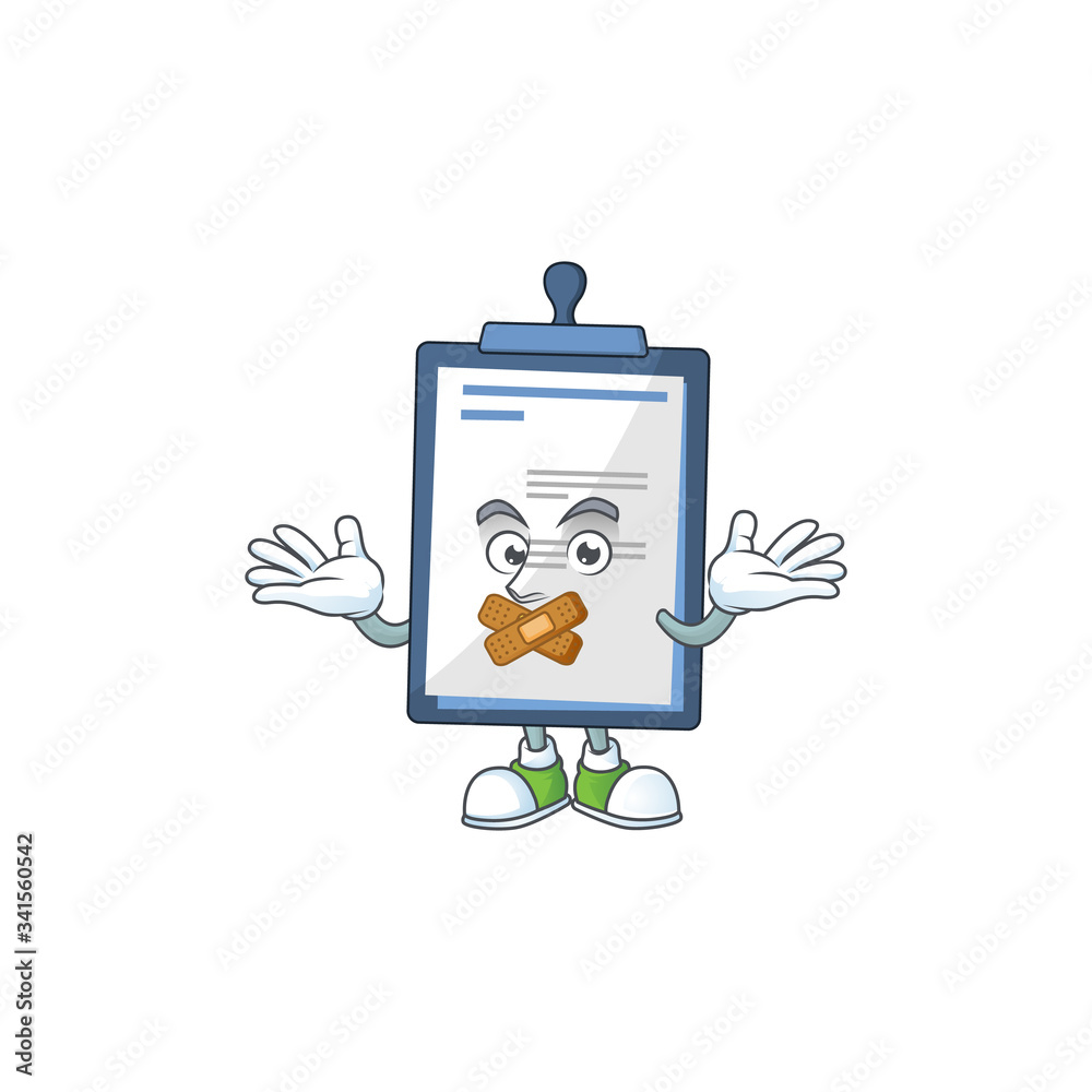 Wall mural Medical note mascot cartoon design with quiet finger gesture