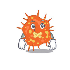 Burkholderia mallei cartoon character style with mysterious silent gesture