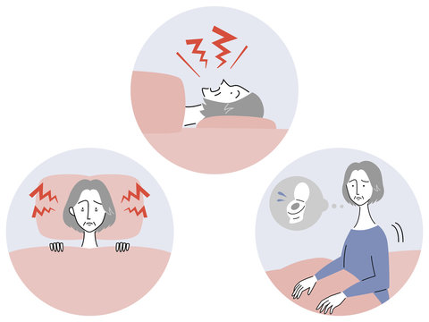 睡眠に問題を抱えている女性／セット