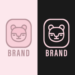 set of bear head logo design template