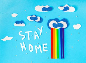 Colorful children's applique made of colored paper with the words 