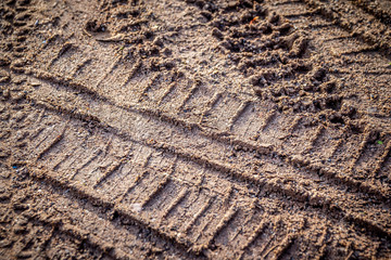 tire track on sand