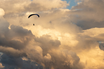 Sky, clouds, paragliding, sport, landscape, sunset
