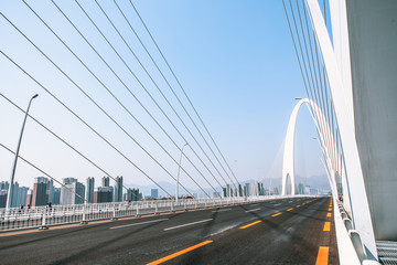 Fototapeta na wymiar New Shougang bridge in Shougang Park, Beijing, China.