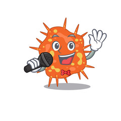 Talented singer of burkholderia mallei cartoon character holding a microphone