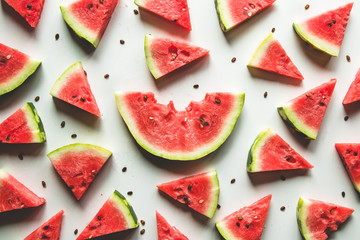 Watermelon pattern. Red watermelon on white background. Summer concept.