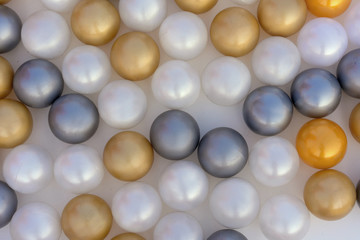 close up of plastic toy colorful ball at the playground for children
