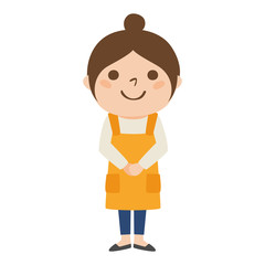笑顔のスーパーマーケットの女性スタッフのイラスト。