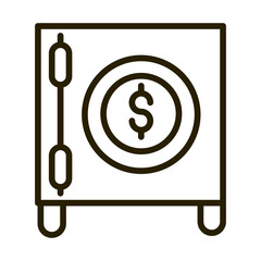 safe box money bank financial business stock market line style icon