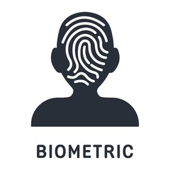 Biometrical identification. Facial recognition system concept. Face control.Vector icon isolated on white background.