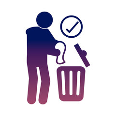 coronavirus covid 19, tissue paper into the trash prevent the spread, health , gradient style icon