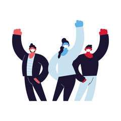 fighter people using face masks