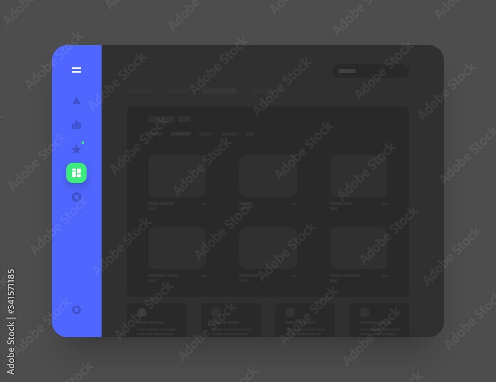 Poster app sidebar menu concept. wireframes screens. dashboard ui and ux kit design. use for mobile app or 