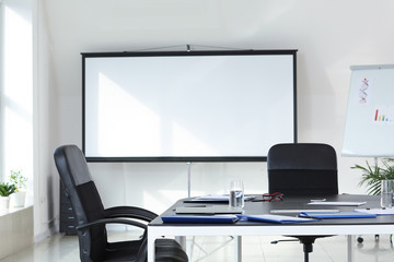 Room prepared for conference in office