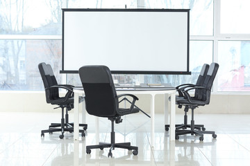 Room prepared for conference in office