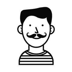 Obraz na płótnie Canvas young man with mustache avatar character