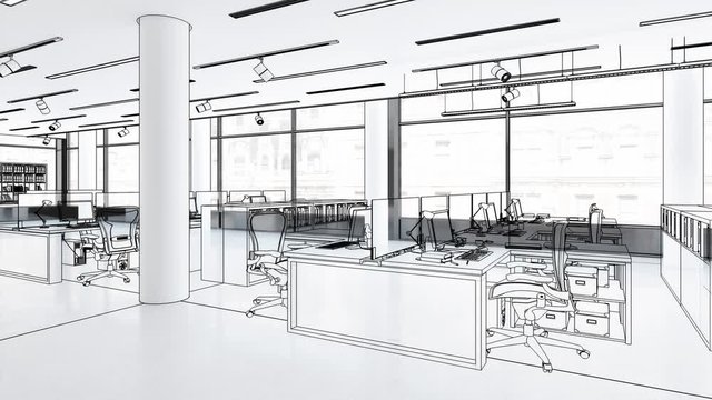 Modern Office Center Adaptation - loopable 3d visualization
