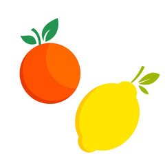 Lemon orange citrus fruit icon bright art vector - 341571983