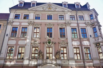 Beautiful facade of the Hartmannshaus in Bautzen