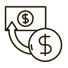 banknote coin transaction business financial investing line style icon