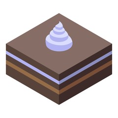 Cocoa cake icon. Isometric of cocoa cake vector icon for web design isolated on white background