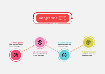 The infographic vector design template for illustration. Timeline infographic design business with four steps. Creative concept for infographic. Used for layout, workflows, banners, web design.