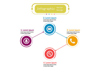 The infographic vector design template for illustration. Timeline infographic design business with 4 options. Creative concept for infographic. Used for layout, workflows, banners, web design.