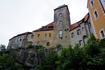 Fototapeta na wymiar Hohnstein in Saxon Switzerland offers a castle built on sandstone rocks