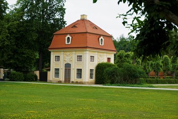 Fototapeta na wymiar The Kavaliershaus in the gardens of Moritzburg Castle, Saxony